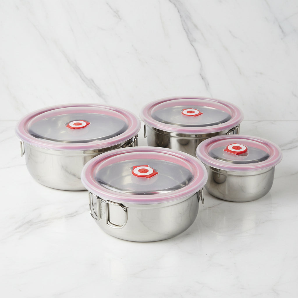 4-Piece Steel Food Storage Set | Airtight Meal Prep Containers