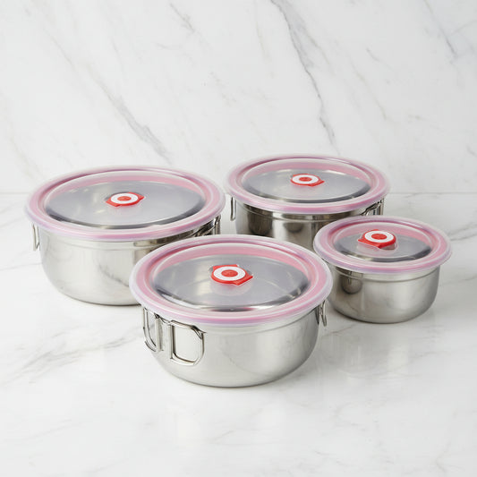 4-Piece Steel Food Storage Set | Airtight Meal Prep Containers