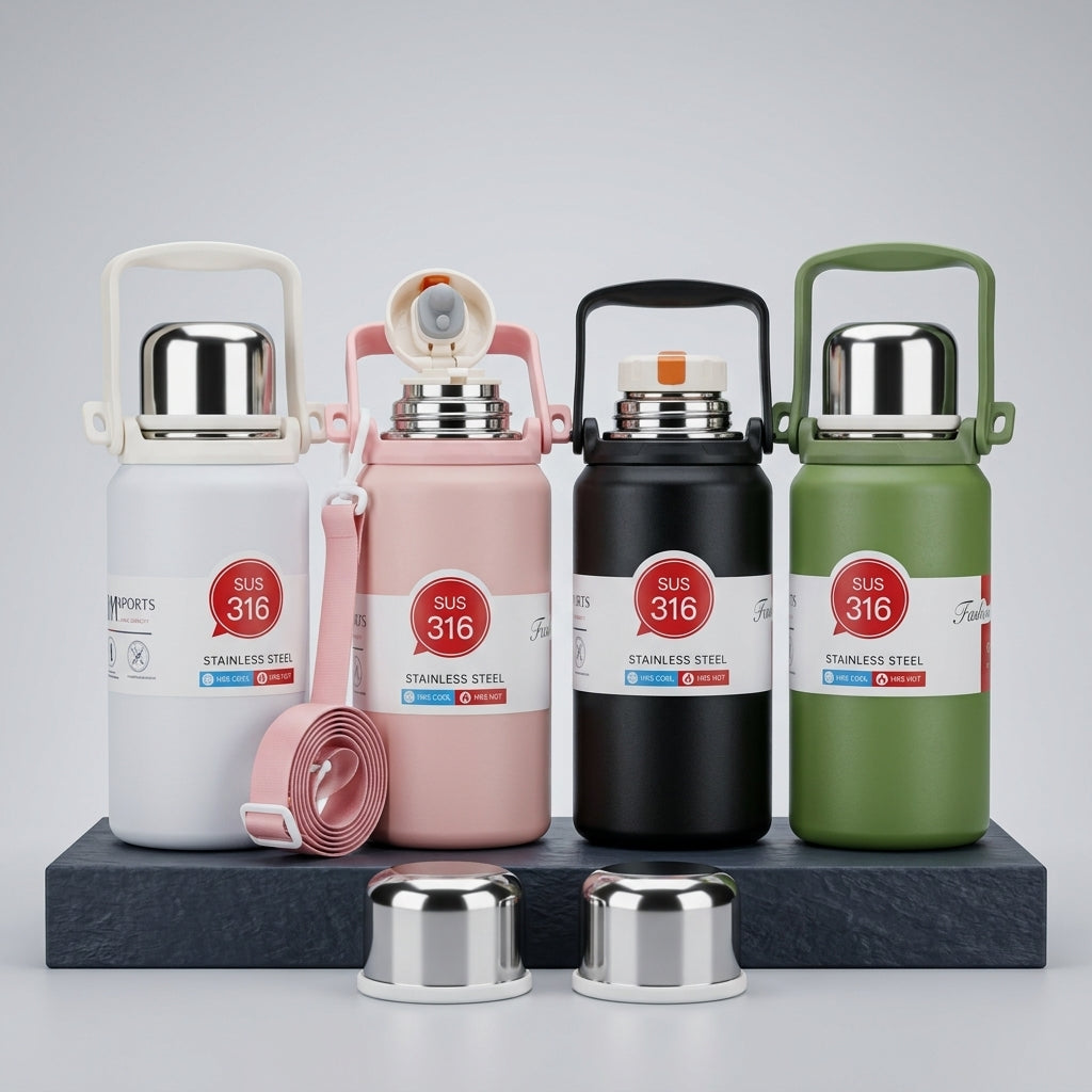 Premium SUS 316 Stainless Steel Vacuum Flask | 1000ml High-Capacity Travel Thermos
