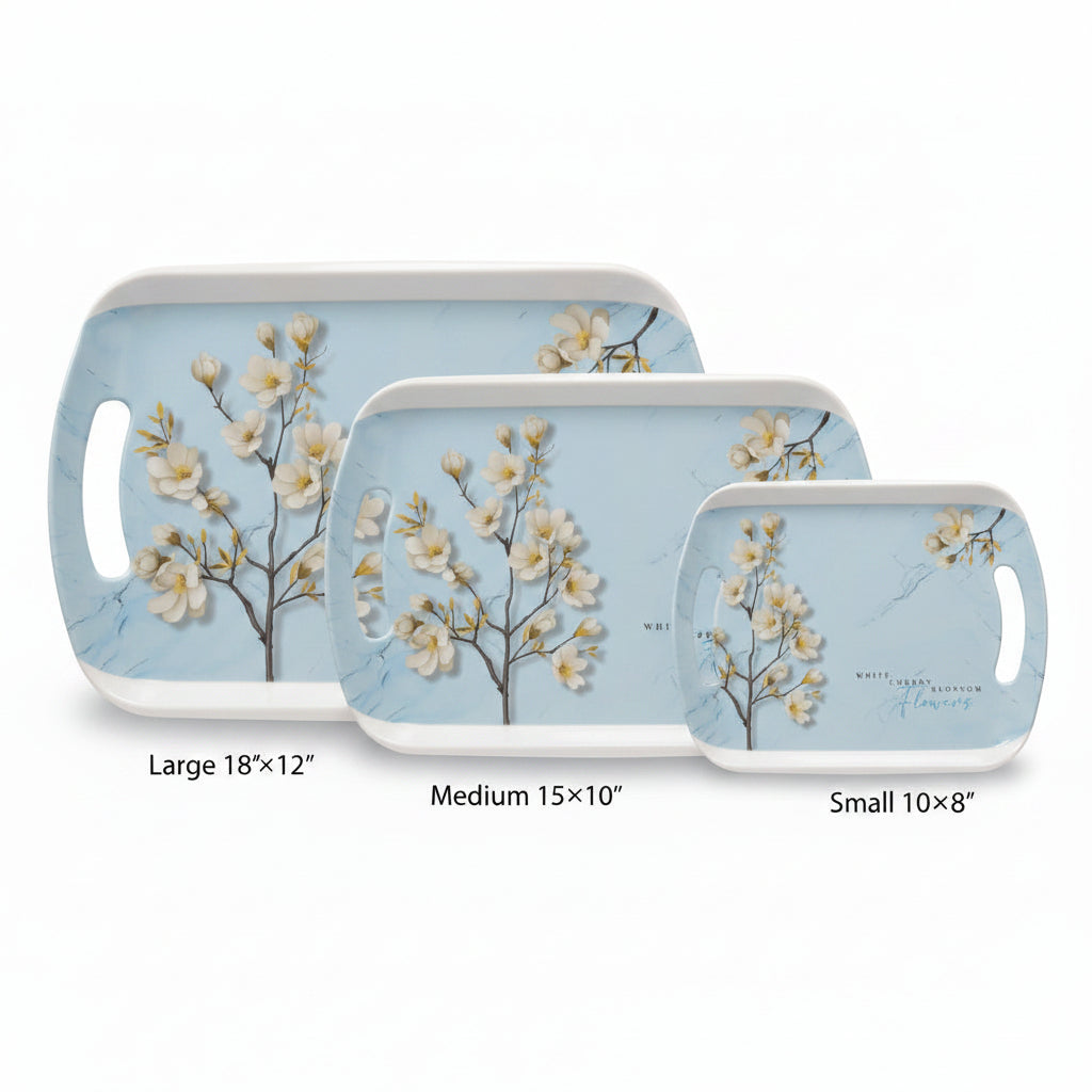 3-Piece Blossom  Melamine Serving Tray Set