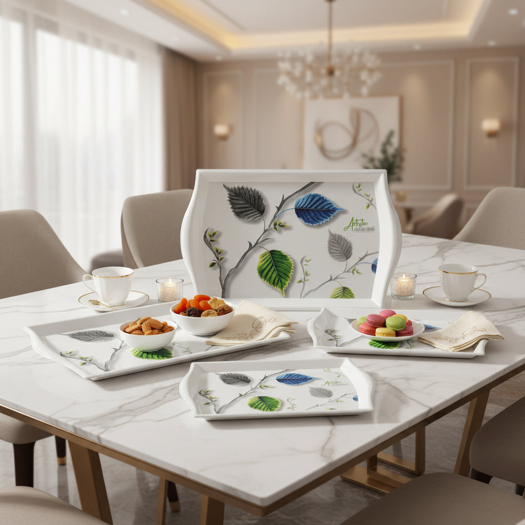 4-Piece Nested Melamine Serving Tray Set