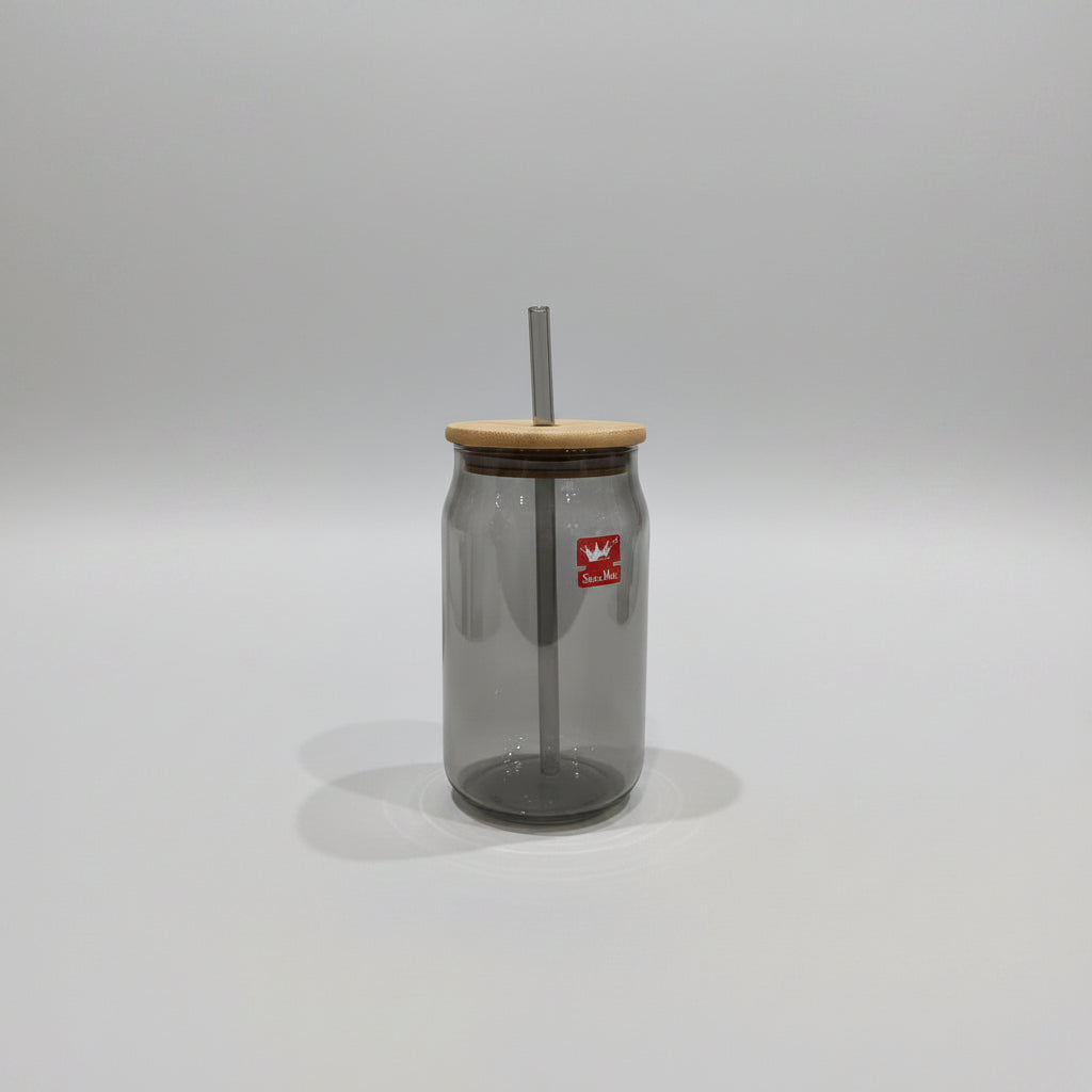 Glass Coffee Mug with Wooden Lid & Straw | Aesthetic Cup