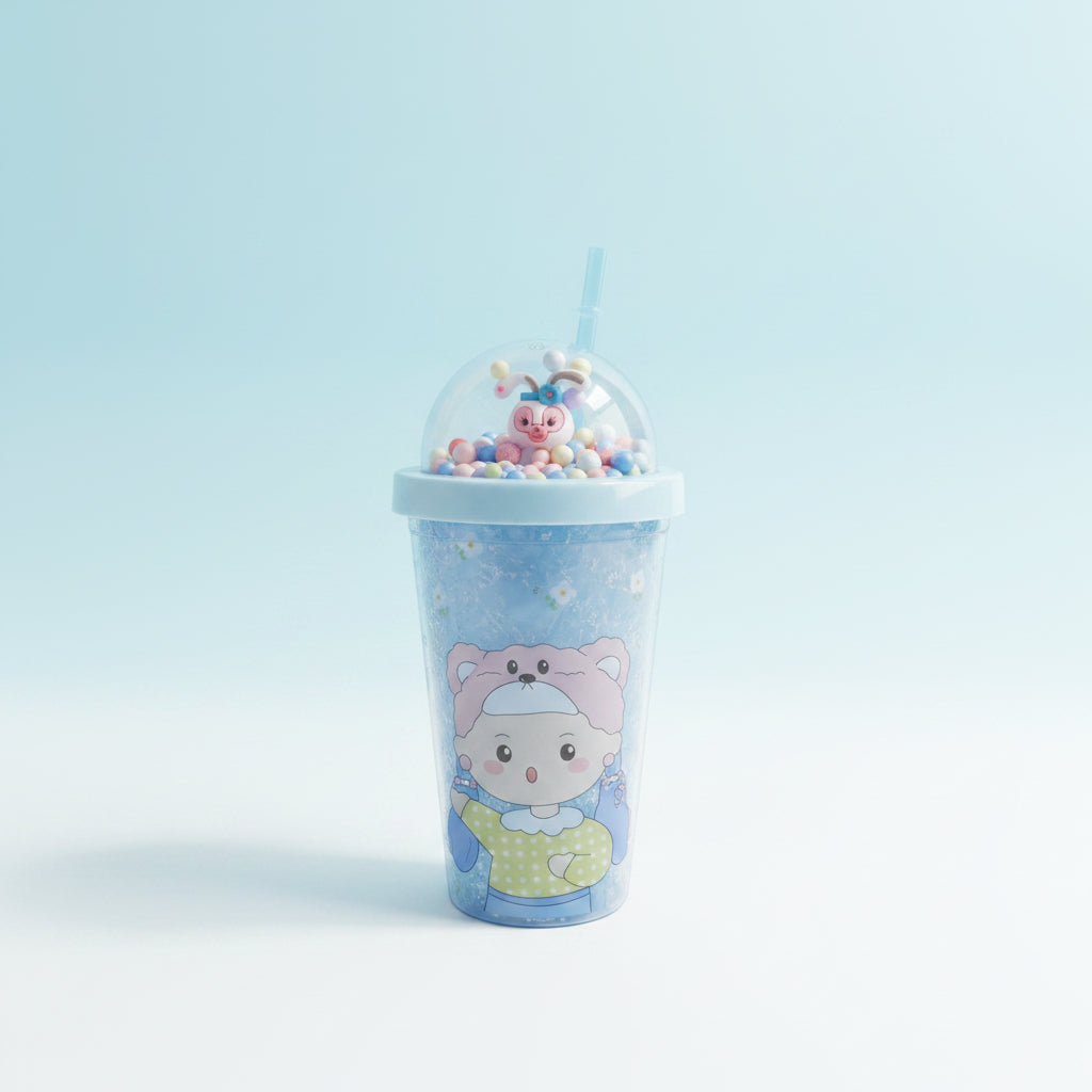 Kawaii Freezer Tumbler 450ml | Cute Bunny Lid for Iced Drinks