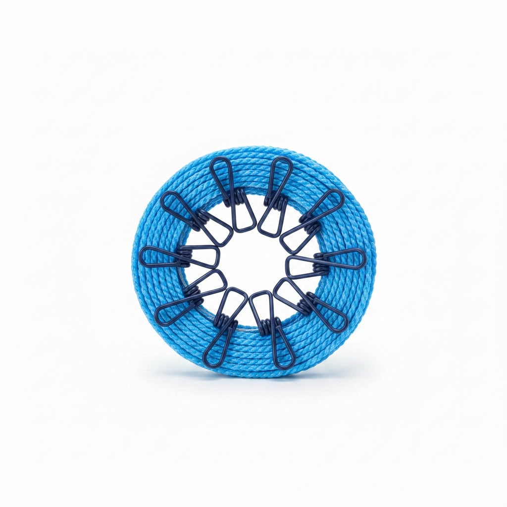 3m Portable Clothesline | Windproof Laundry Rope with 8 Clips