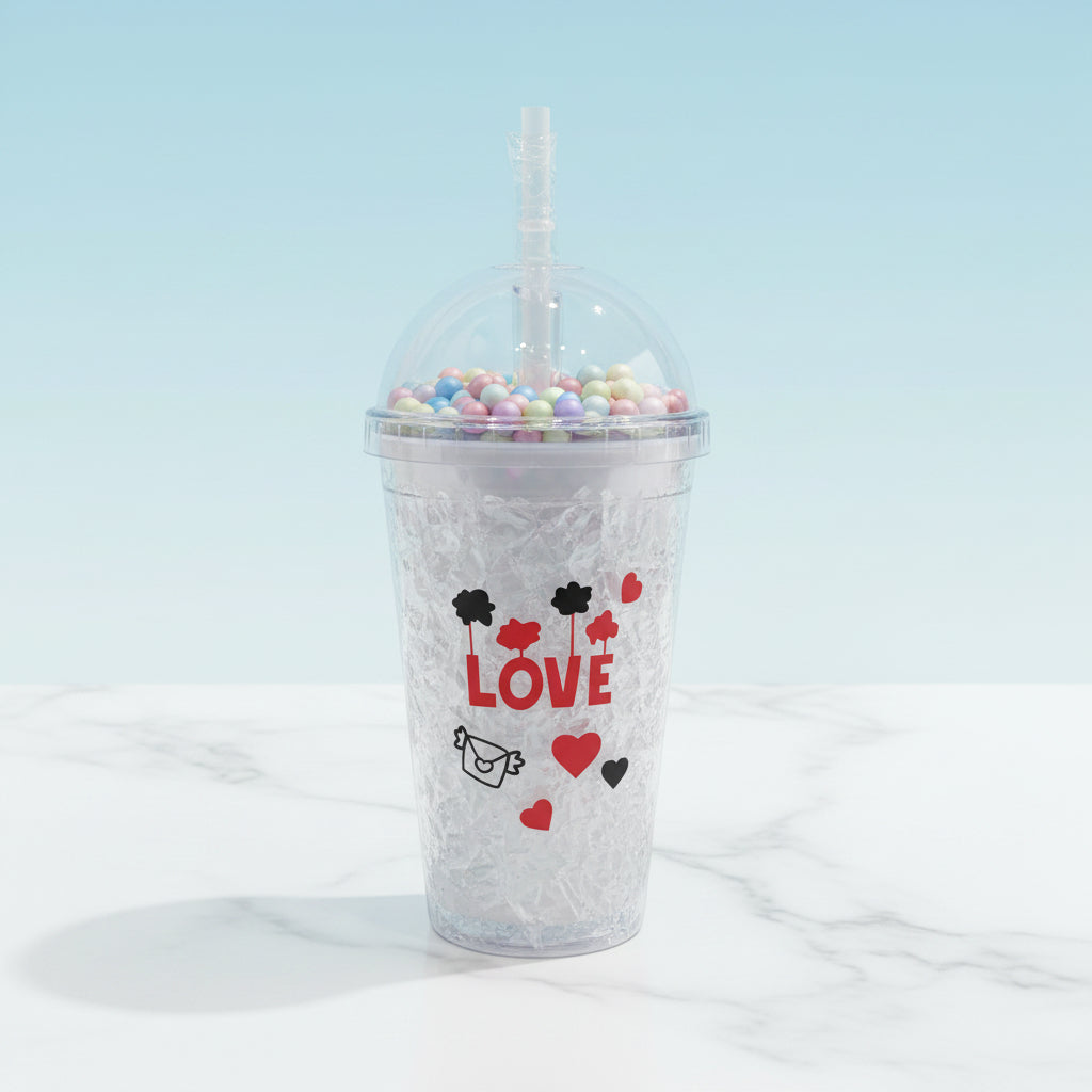 Kawaii Freezer Tumbler 450ml | Cute Bunny Lid for Iced Drinks