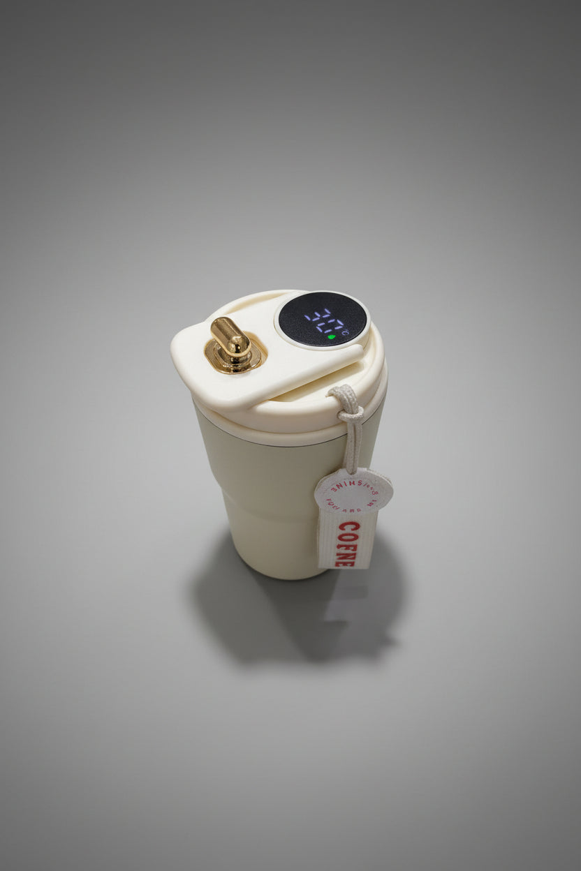 Smart Coffee Tumbler with Temperature Display | Travel Mug + Strap