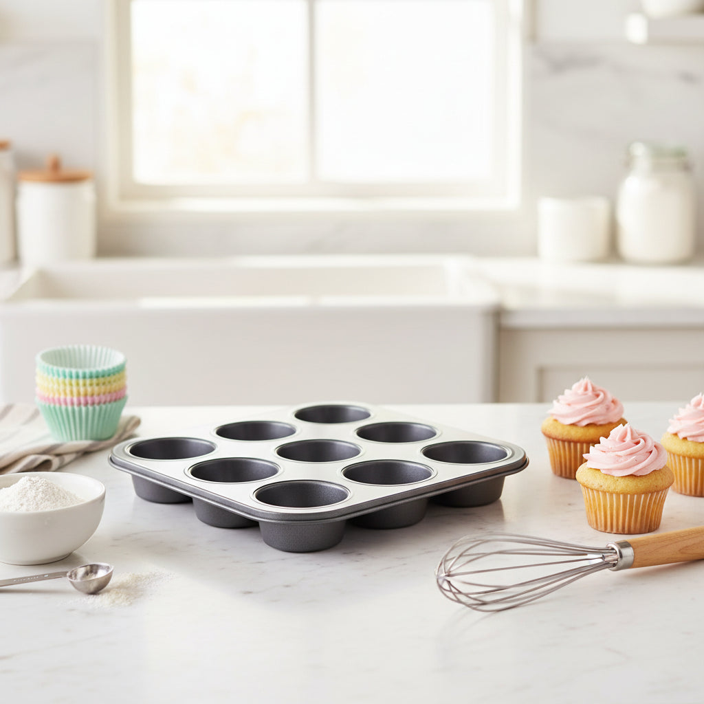 12-Cup Cupcake Tray | Non-Stick Carbon Steel Muffin Pan