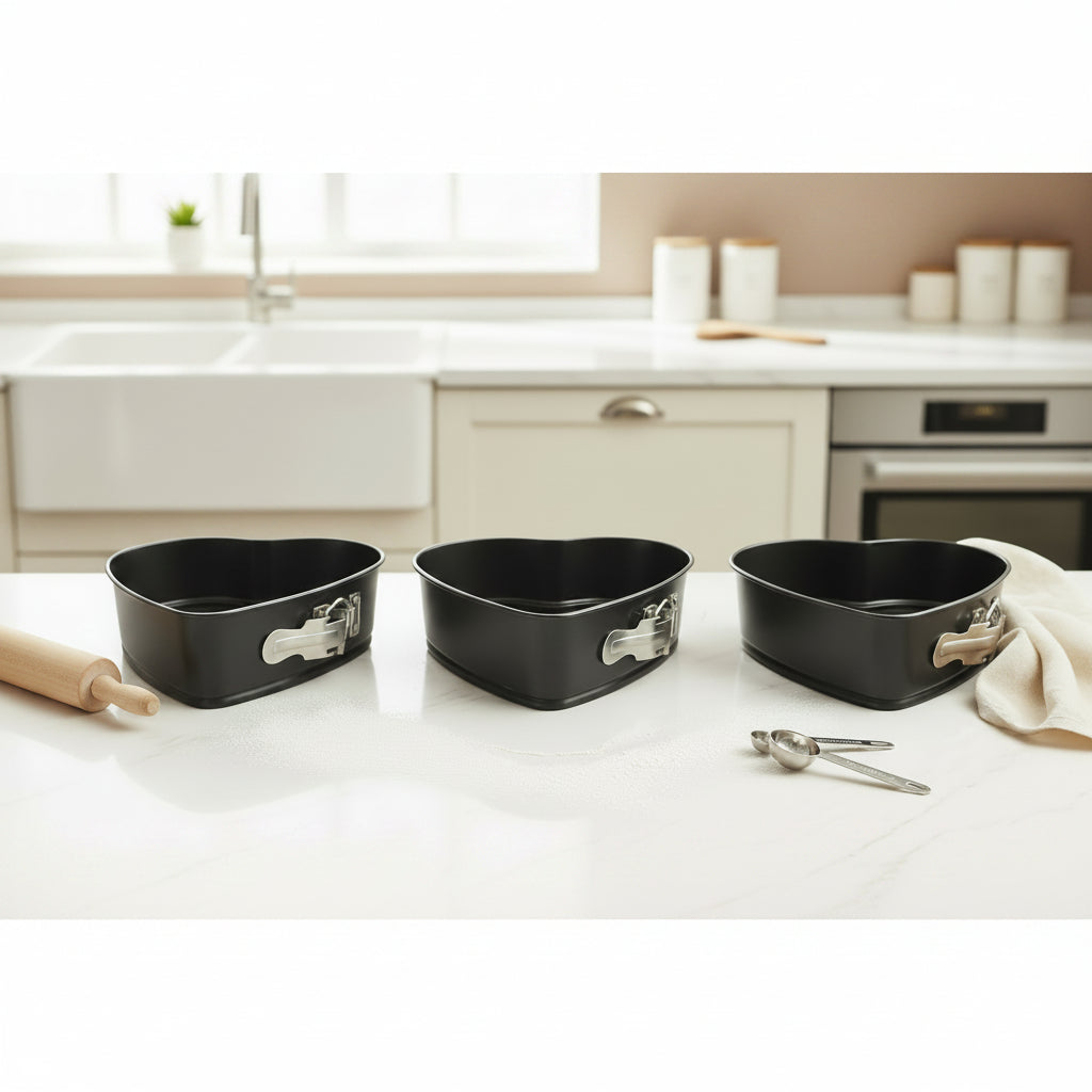 Deep Heart Cake Pan | Non-Stick Fluted Tin for Layered Cakes