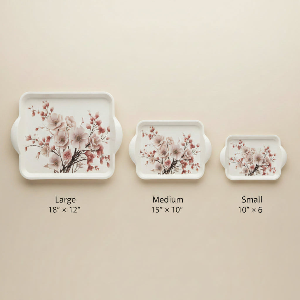 3-Piece Nested Melamine Tray Set |  Turkish Glaze Finishing
