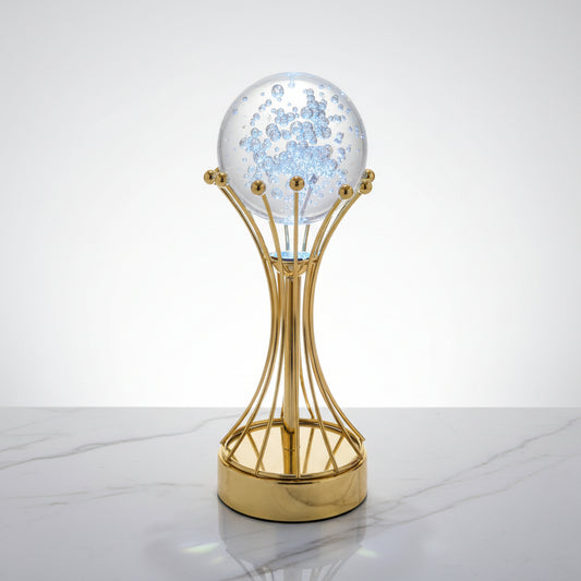 Luxury Crystal Ball LED Table Lamp | Elegant Metallic Stand Accent Light