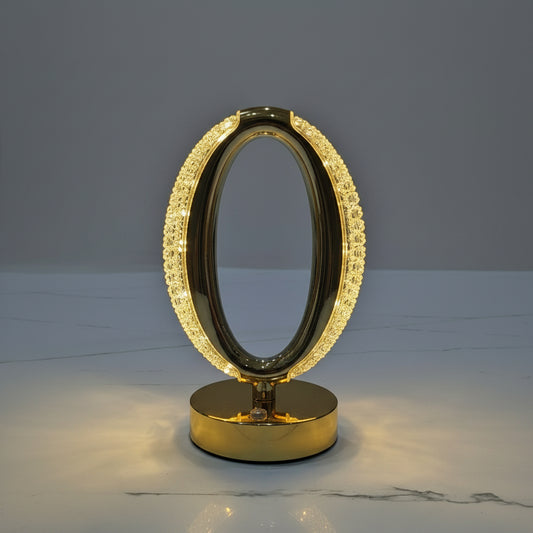 Oval Crystal LED Lamp | Rechargeable Cordless Gold Bedside