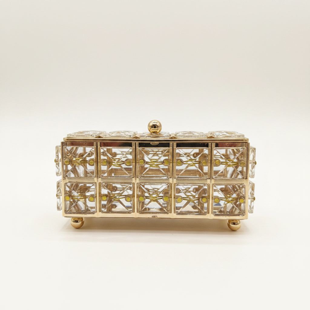 Vintage Crystal & Metal Jewelry Box | Elegant Glass Keepsake Organizer