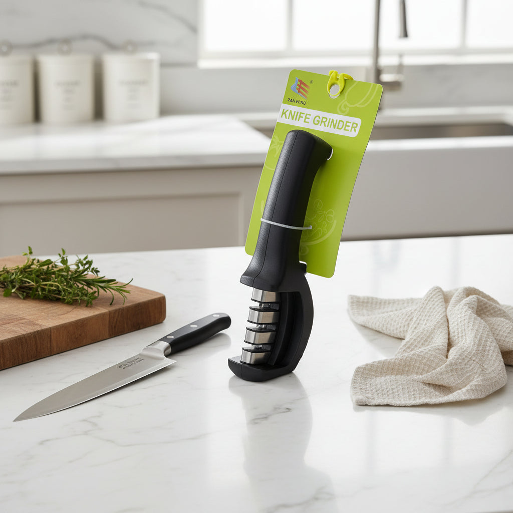 3-Stage Knife Sharpener | Handheld Coarse, Honing & Polish Grinder
