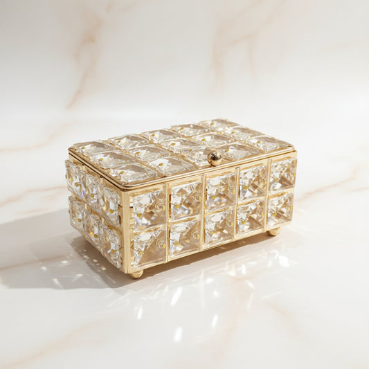 Vintage Crystal & Metal Jewelry Box | Elegant Glass Keepsake Organizer