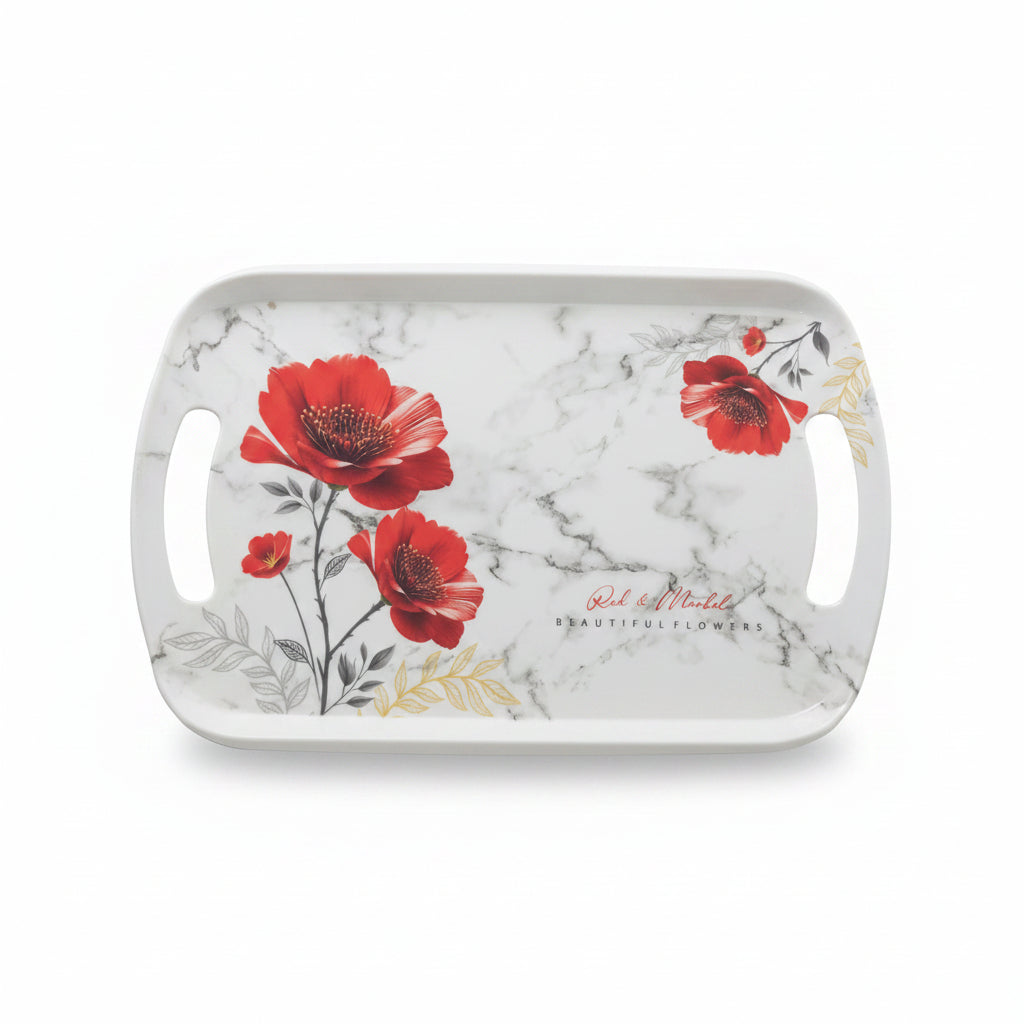 3-Piece Blossom  Melamine Serving Tray Set