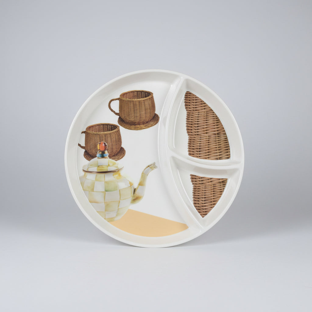 10" 3-Compartment Melamine Serving Platter | Chip & Dip