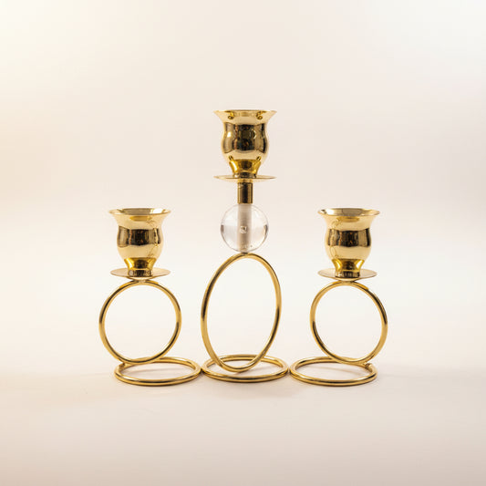 Modern Ring Geometric Gold Candle Holder Stand | Contemporary Metal Pillar Candelabra