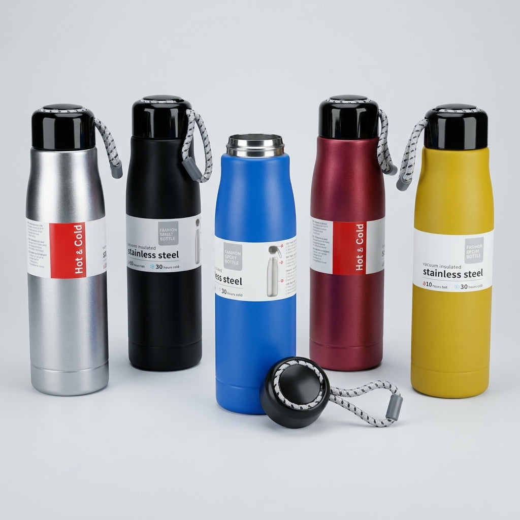 Insulated Stainless Steel Sport Bottle | 550ml Hot & Cold Travel Flask
