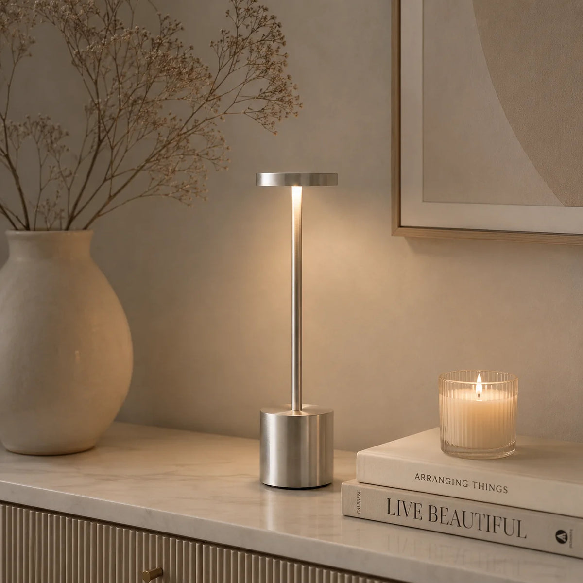 Metal Rechargeable Table Lamp with Touch Control & 3 Light Modes